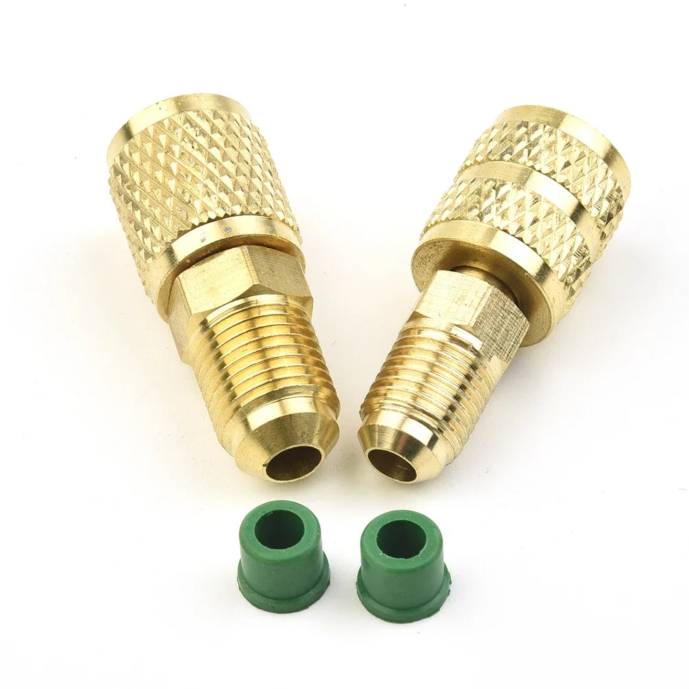 2PCS Vacuum Pump Brass Adapter R410a Adapter 5/16 SAE F Quick Couplers To 1/4 SAE For Air Conditioning Adapter Quick Coupling Qme