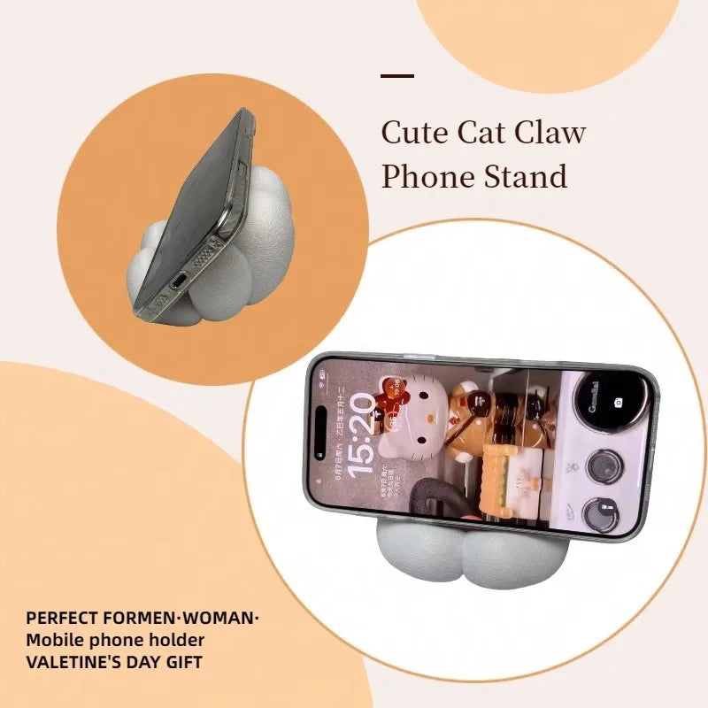 Pedestal Cute Cat Claw Mobile Phone Holder Desktop Creative Bracket Qme