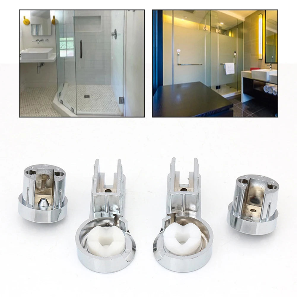 Bath Hinge Brackets For Shower Screens Robust ABS Material With Chrome Finish Designed For 6mm Glass Stability Qme