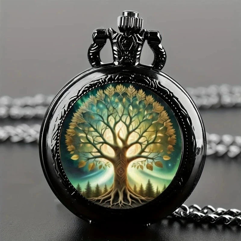 Retro Golden And Silvery Double Dragon Quartz Pocket Watch Qme Red