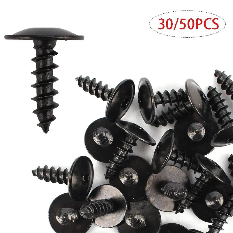 30/50pcs M4 Black Plated Round Pan Head Cross Recessed Tapping Wood Screws Set Carbon Steel Screw Kit Qme