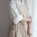 Jananese Summer Apron Art Long Home Baking Dessert Teacher Floral Painting Students Dress Apron For Woman Girl Kitchen Qme Beige