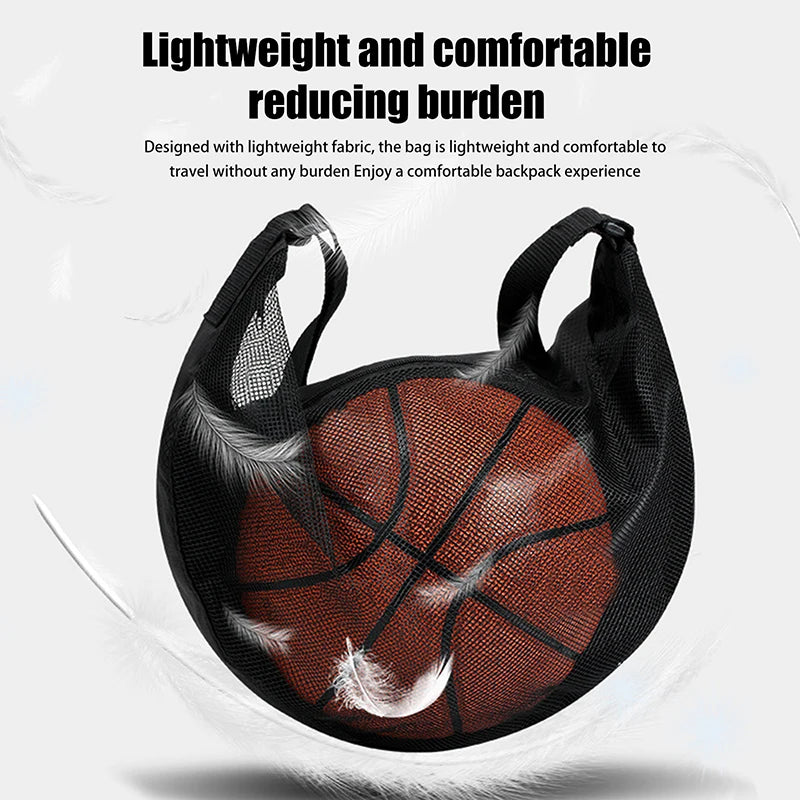 Carrying Basketball Single Ball Bag Zipper Pocket Mesh Storage Sport Qme