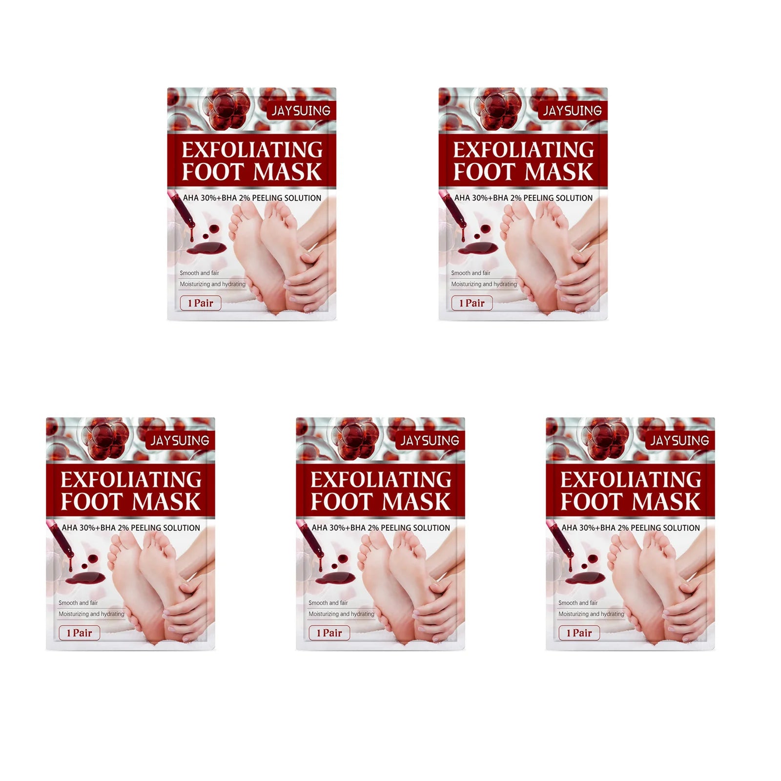 AHA Exfoliating Foot Mask Moisturizing Anti Crack Heel Foot Calluses Dead Skin Remover Smooth & Soft Feet Care Foot Patch Qme 5 Pairs