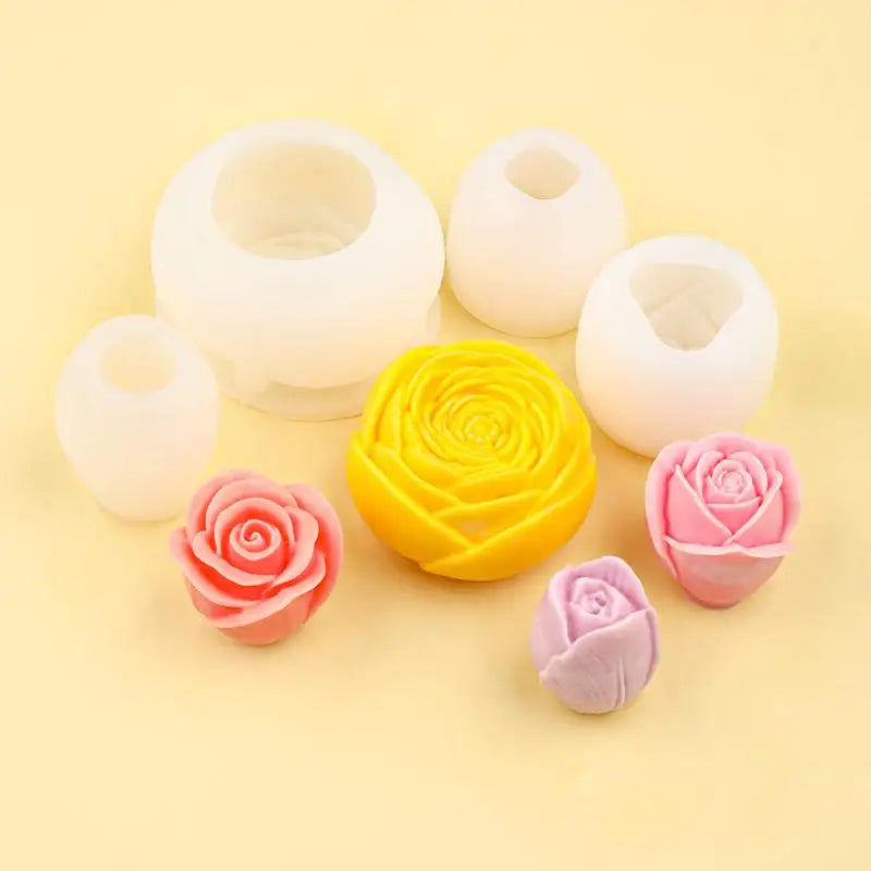 1Pcs Handmade Scented Candle Plaster Resin Molds DIY Flowers Tulip Rose Silicone Mold Cookies Chocolate Candy Baking Tool Qme