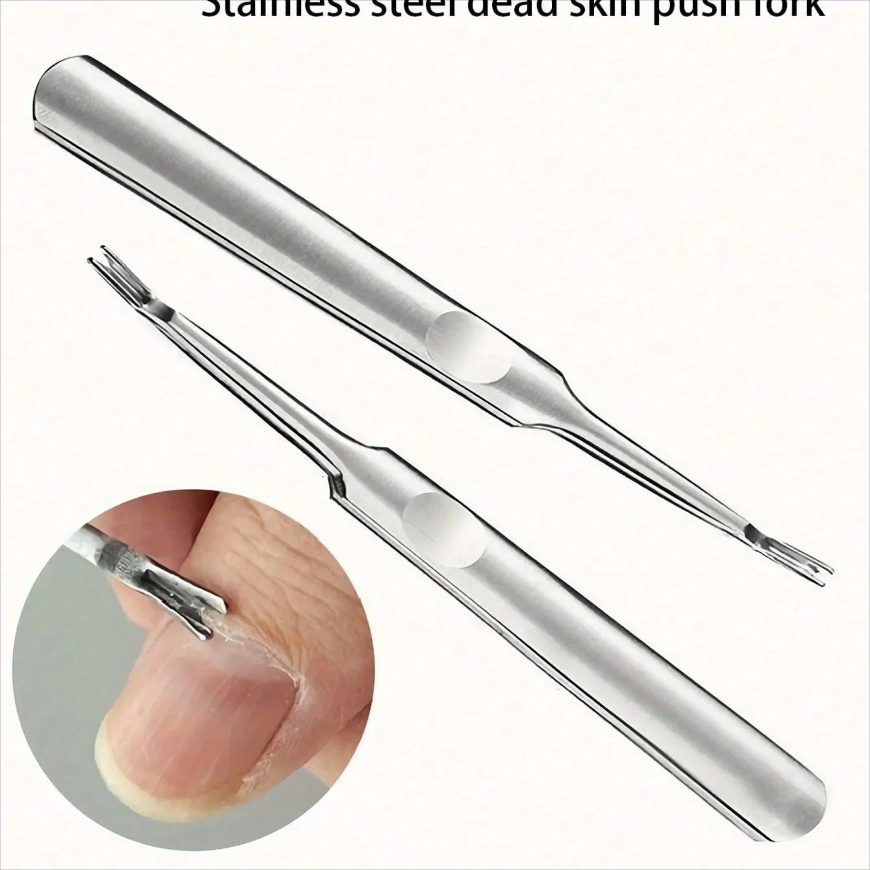 Professional Silver Stainless Steel Finger Cuticle Cleaner Fork Qme