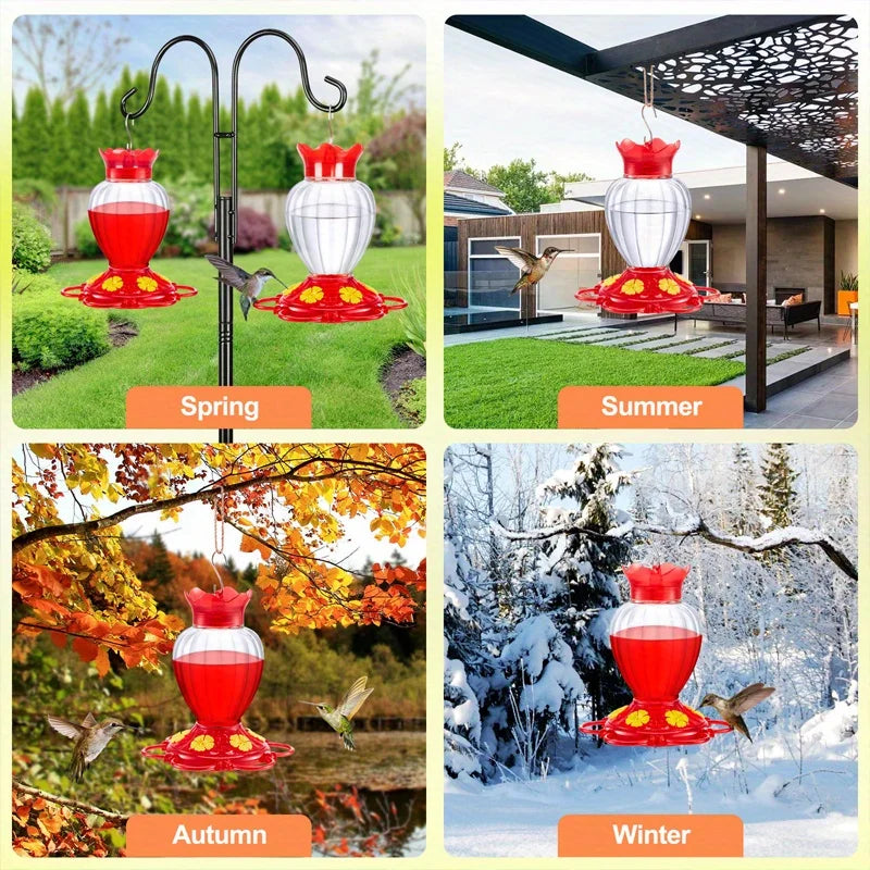 Hummingbird outdoor courtyard hanging water dispenser with habitat and ant proof pool, durable and easy to clean Qme