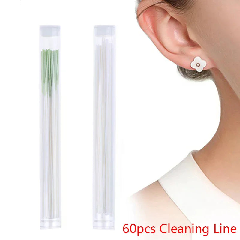 Earrings Hole Cleaner Disinfection Ear Wires Cleaning Line Piercing Qme
