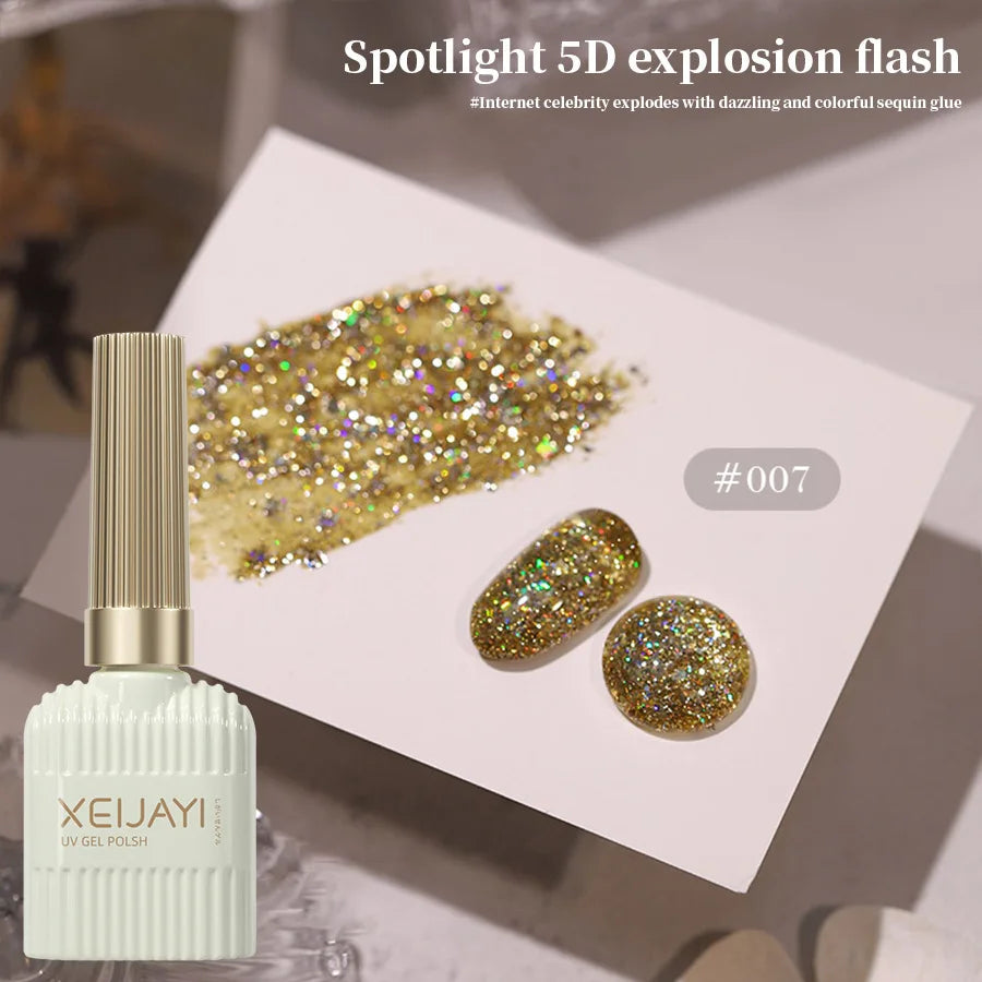 10 Colors Holographic Glitter Gel Nail Polish Spring Color Sparkling Sequins Soak Off Uv Led Varnish Nail Art Diy Qme 07