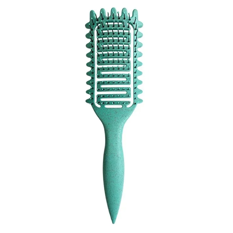 Curl Define Styling Brush Hollow Out Detangling Hair Brush Tangled Wet Curly Hair Comb Shaping Curls Barber Hairdressing Tools Qme 1Pc Green