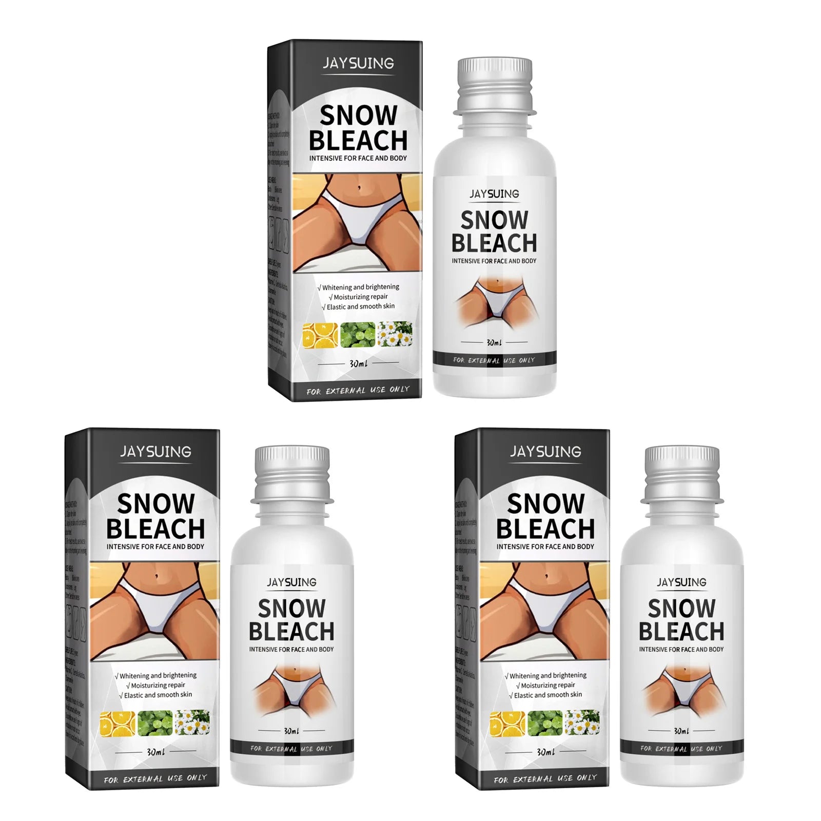 Body Snow Bleach Cream Nicotinamide Removal Dark Spot Melanin Brighten Private Parts Underarm Bleaching Armpit Elbow Knees Joint Qme 3 x 30ml Boxed