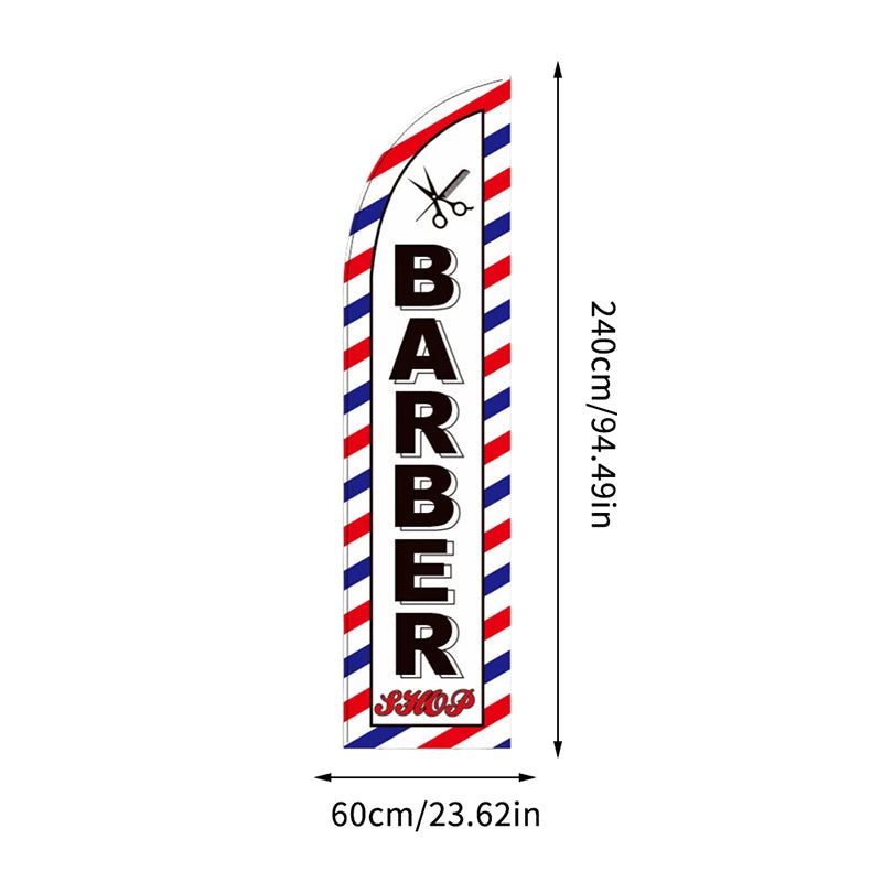 Barber Shop Feather Flag Single-side Banner Black Sleeve Decorative Qme Onesize
