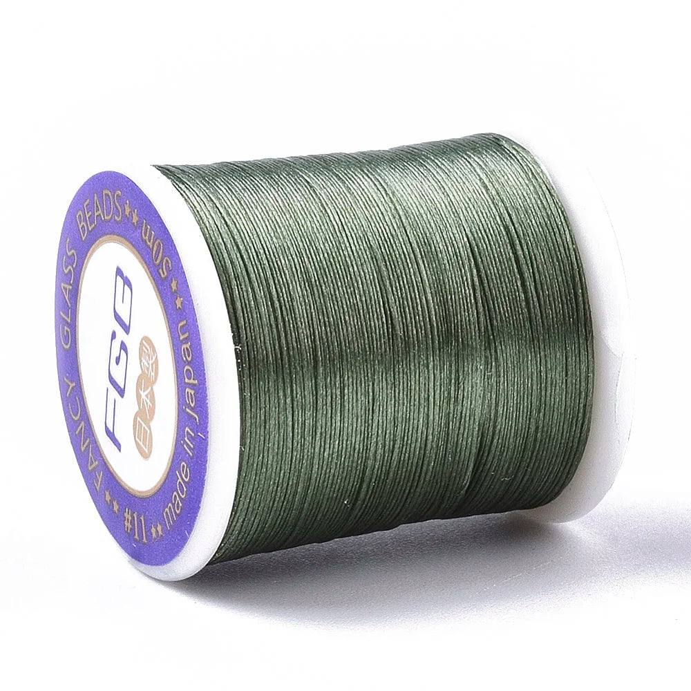 PandaHall 50m/Roll Multi-Color Nylon 66 Beading Thread, 0.1mm High Strength Stretch Resistant for Seed Bead Jewelry Making Qme Green