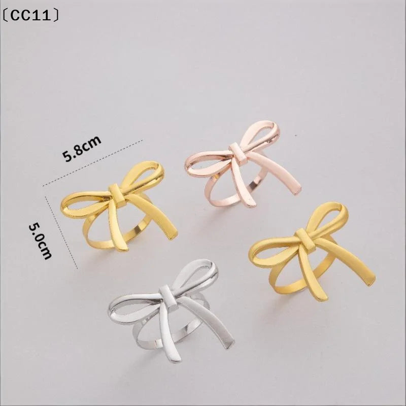 Gold Bow Napkin Ring Reusable Holder Suitable Valentine's Day Parties Qme