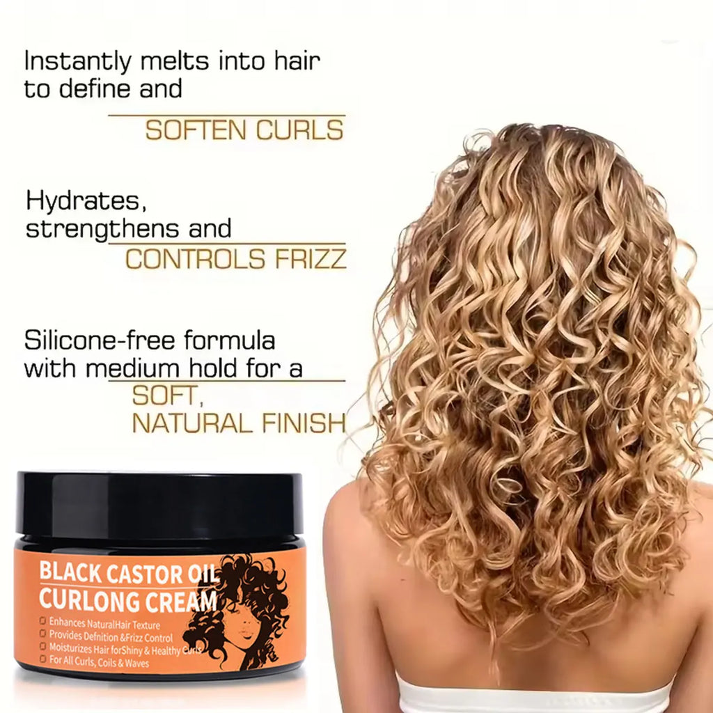 Black Castor Oil Curl Defining Cream Non-sticky Hydrates Eliminates Qme