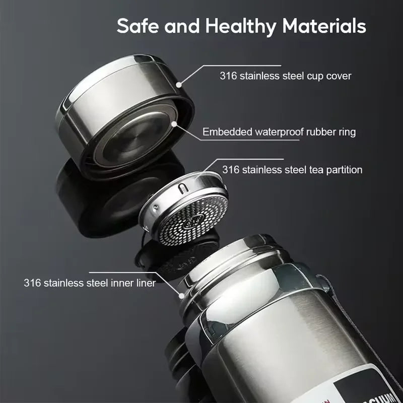 316 Stainless Steel Vacuum Insulated Water Bottle Leakproof Travel Thermos With Lanyard Keep Hot Cold All Day For Outdoor Sports Qme