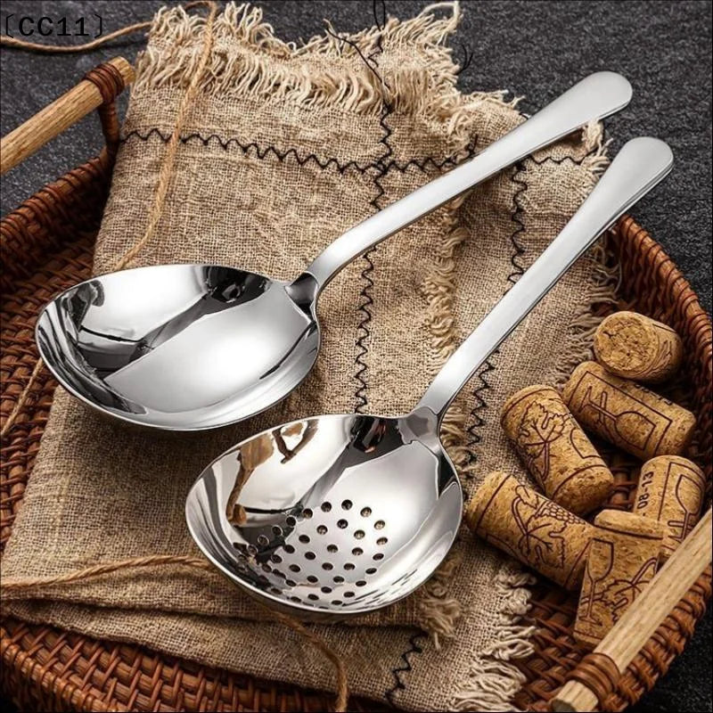 Stainless Steel Serving Spoon Restaurant Public Use Filtering Soup Qme