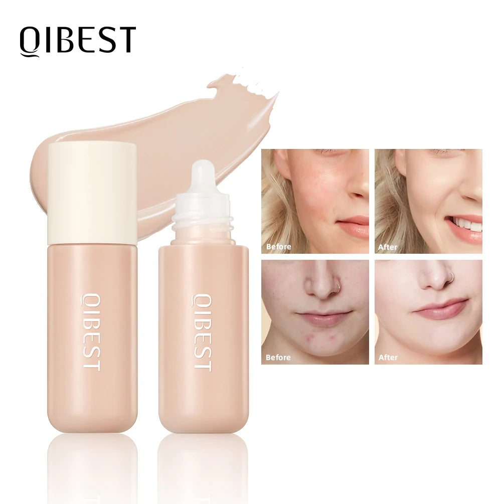QIBEST Liquid Foundation High Coverage Waterproof Face Concealer Base Cream Lasting Oil-Control Professional Makeup For Women Qme