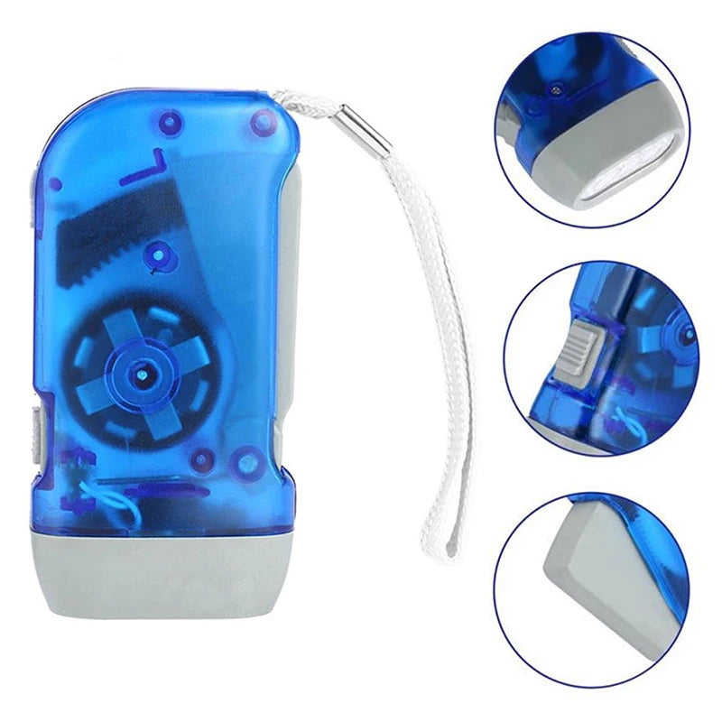 3 LED Outdoor Hand Pressing Dynamo Wind Up Flashlight Torch Light Qme