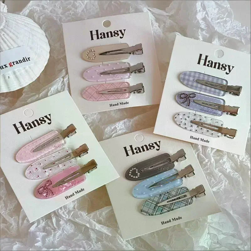 Korean Sweet Love Rhinestone Hairpin Side Bangs Clip Cute Seamless Qme