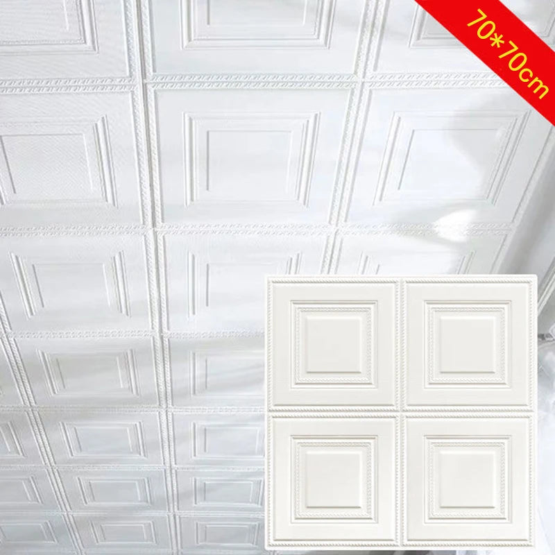 35*35cm 3D Room Decor Warm Decoration Self-adhesive Wall Stickers Foam Waterproof Anti-collision Wallpaper Ceiling Background Qme