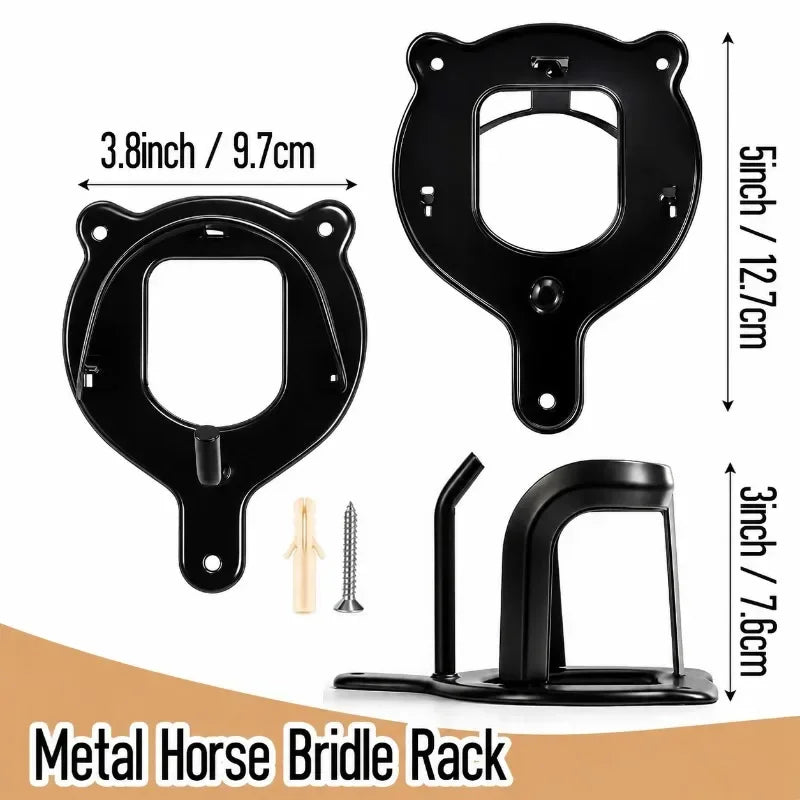 Horse Bridle Rack Bracket Hooks Tack Storage Halter Hanger Metal Qme