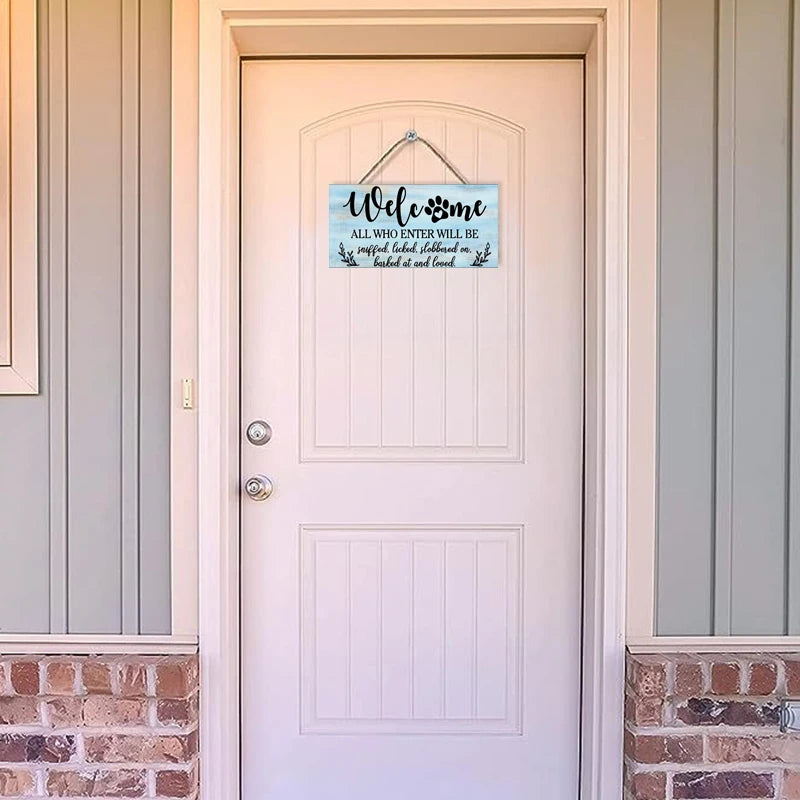 Rustic Welcome Wall Hanging Decor Wood Art Plaques Sign Door Sign for Home Living Room Front Door Decor Qme