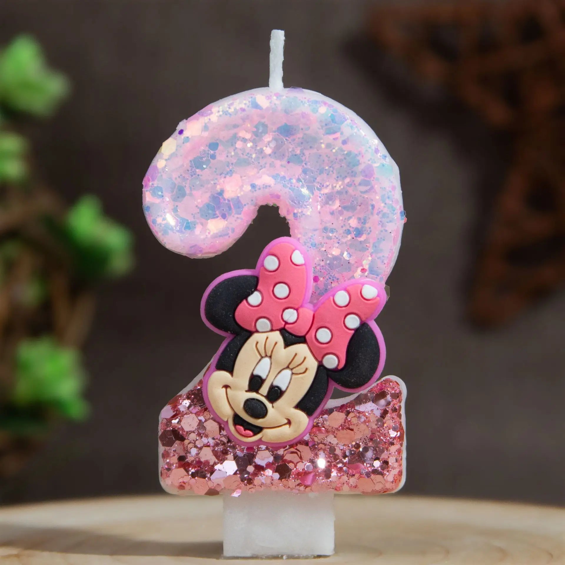 Minnie's Birthday Candles Mickey's Creative Glitter Cake Anniversary Anniversary Celebration Atmosphere Candle Plug-in Qme 2