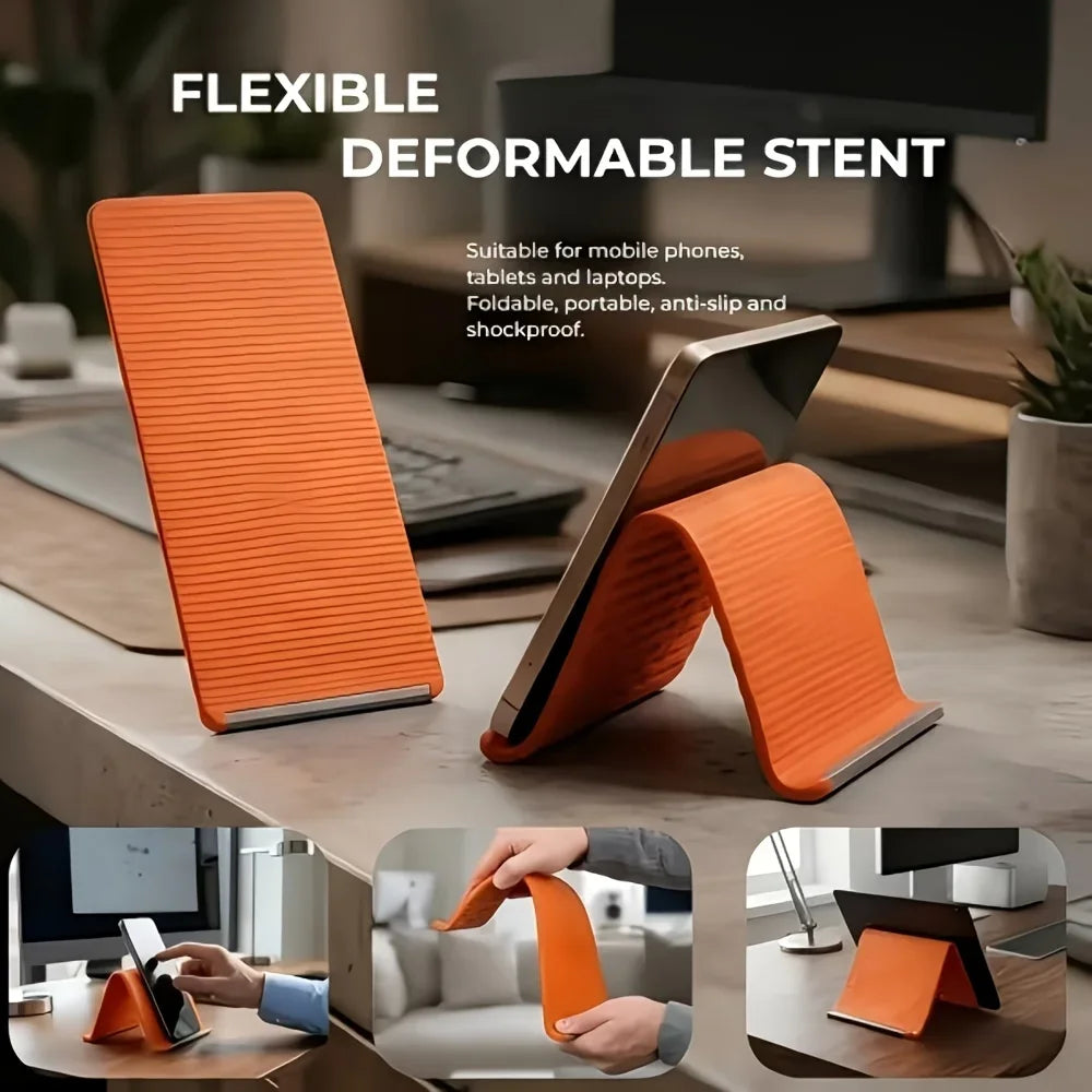 Flexible Bendable Silicone Phone Tablet Stand Multi-Angle Adjustable Portable Soft Rubber Cell Phone Holder Universal Desktop Qme