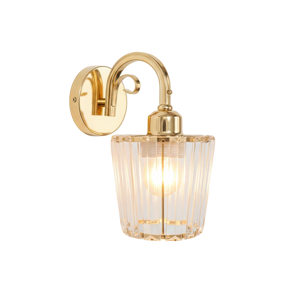 Nordic modern simple light luxury glass wall lamp Japanese retro living room bedroom headboard bathroom mirror headlight Qme