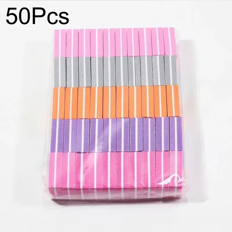 10-100PCS Mini Buffing Sanding Files Block Pedicure Care Nail Art Buffer Polish Manicure Pedicure Nail File Tools Nail Charm New Qme 50PCS Mix Color