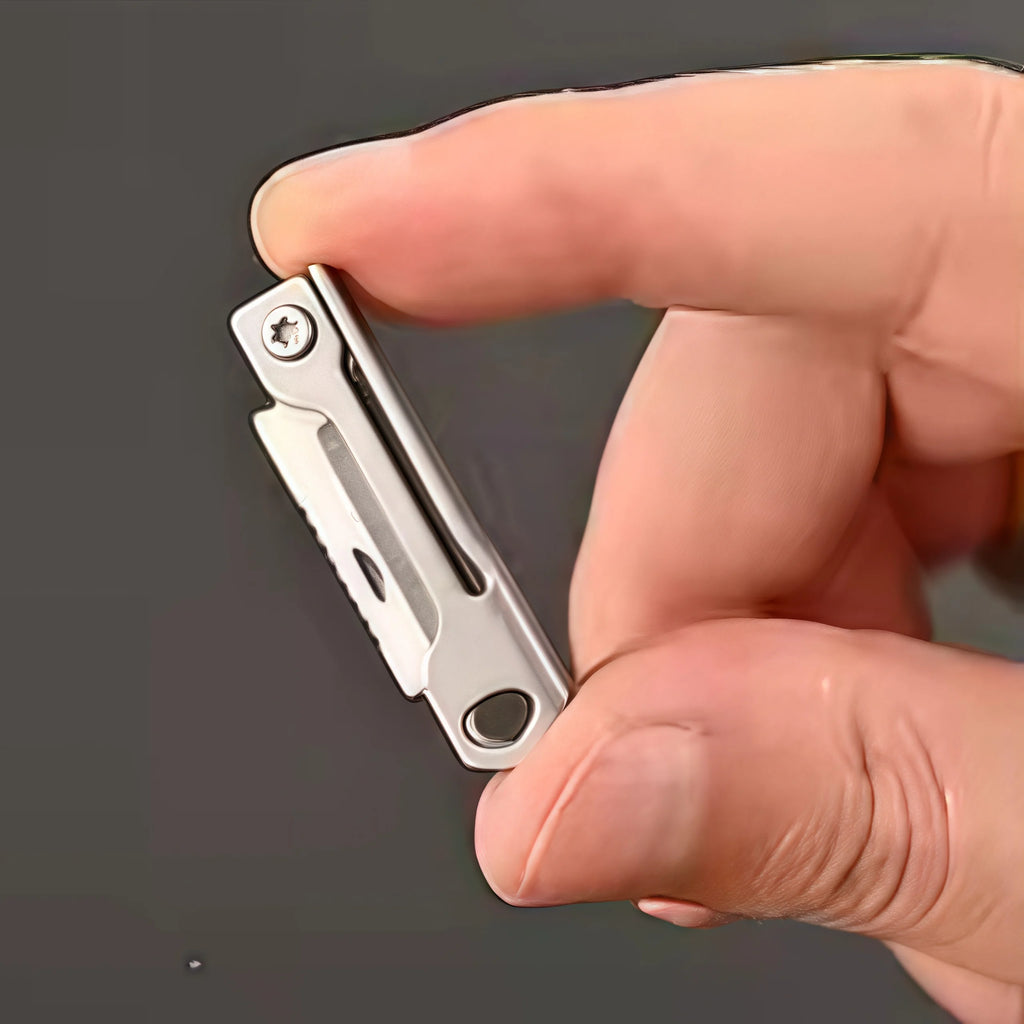 1Pc Stainless Steel Mini Folding Knife - Multi-Function Pocket Tool Keychain for Outdoor Camping & EDC Qme