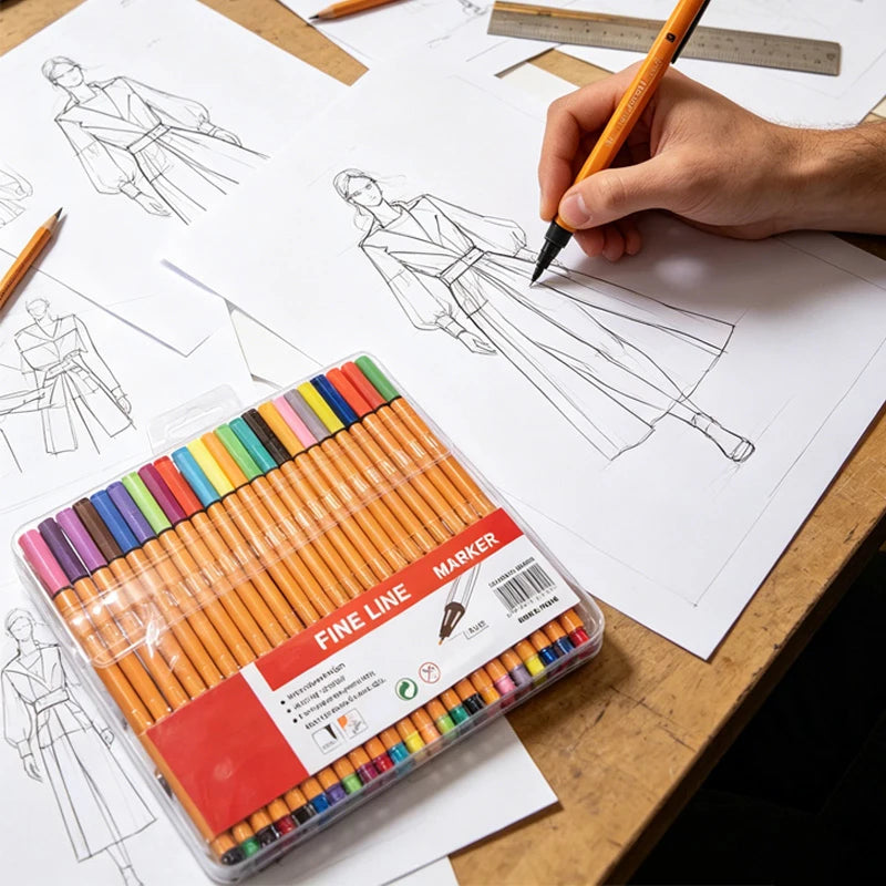 Multicolor Fine Tip Outline Markers for Marking, Sketching, Doodle Outlining & Poster Drawing, Back to School Essentials Qme