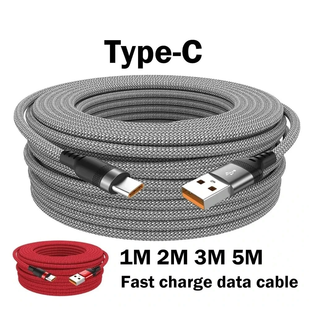 USB Type-C Fast Charging Data Cord Mobile Phone Nylon Braided Data Cable 1M/2M/3M/5M PD Charging Line For Xiaomi Samsung Oneplus Qme