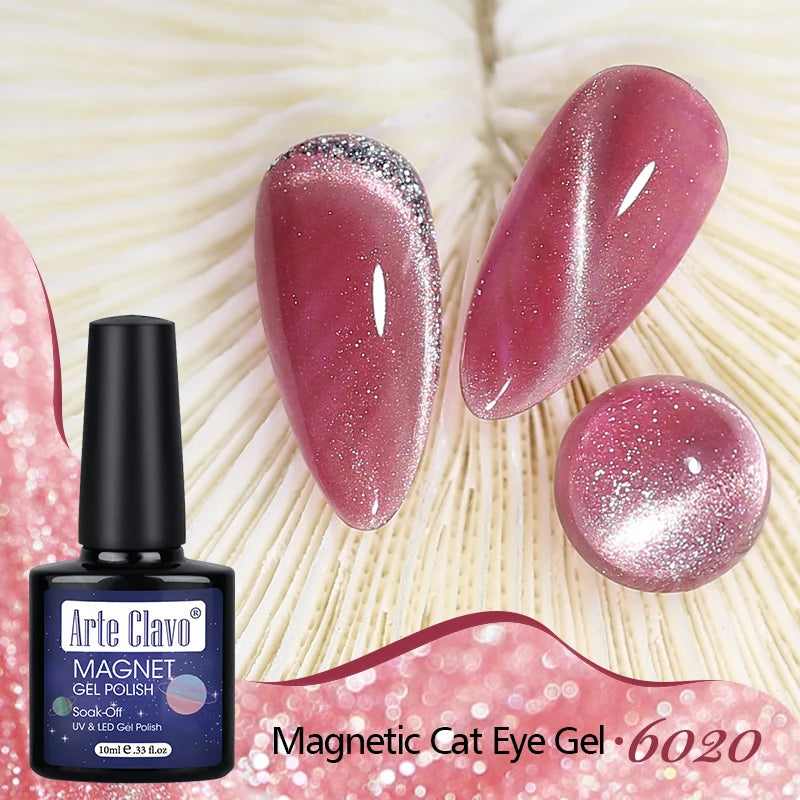 Arte Clavo Cat Eye Magnetic Gel Polish Green Red Semi Permanent Soak Qme 6020