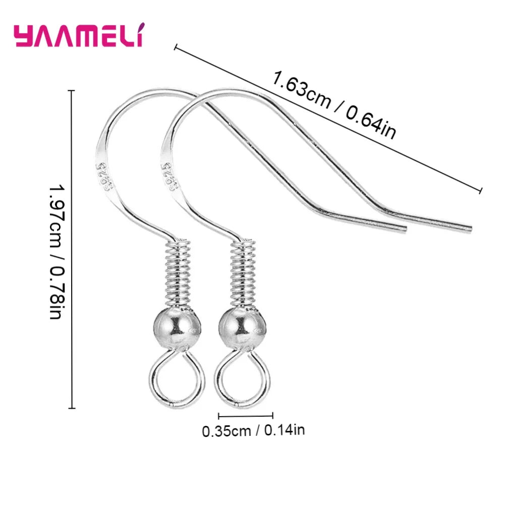 200PCS France Hook Earring 925 Sterling Silver DIY Jewelry Making Components Earwires Findings with Rubber Ear Plug Back Stopper Qme