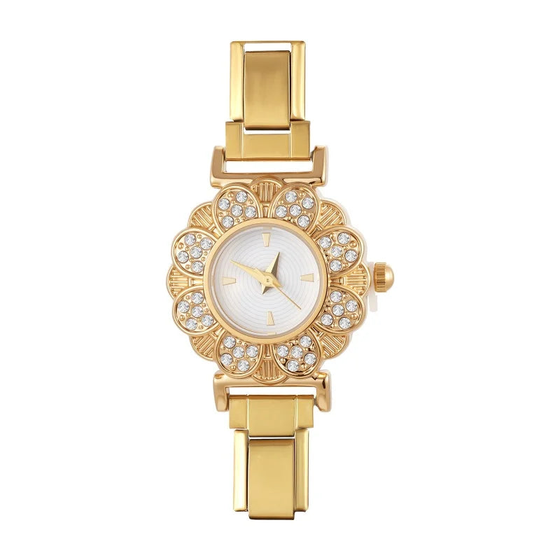 Fashion Women's Stainless Steel Round Shiny Zircon Watch DIY Width