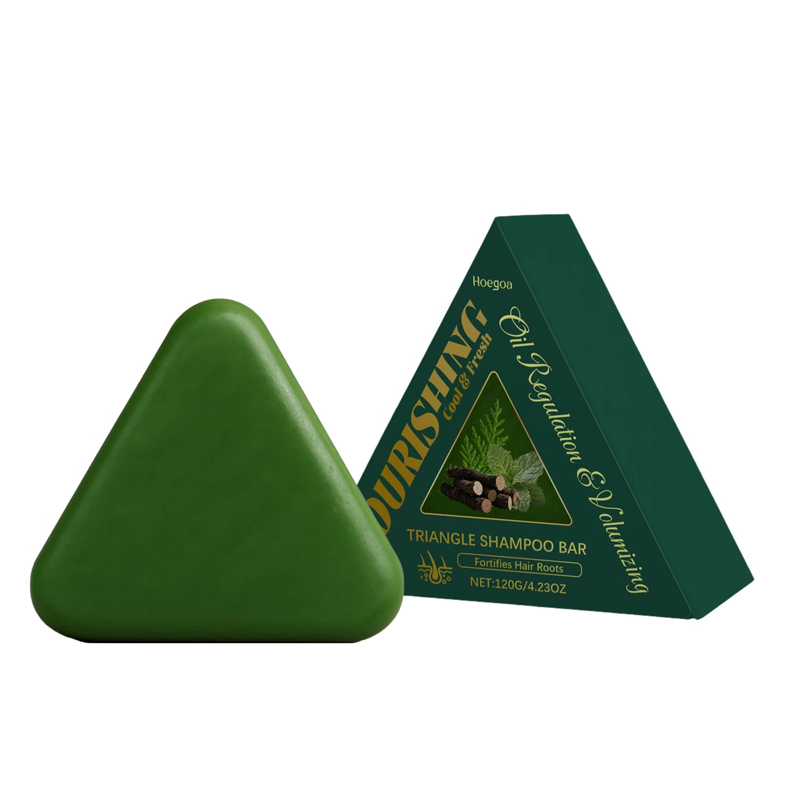 Nature Triangle Shampoo Bar Relieve Scalp Itching Refreshing Oil Control Remove Dandruff Improve Hair Loss Care Green Hair Soap Qme 1pcs Boxed