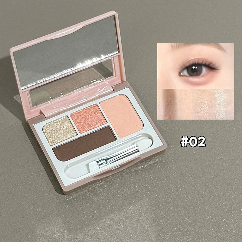 ART VALUE 4 Colors Eyeshadow Palette Glitter Pearlescent Matte Eye Shadow Shimmer Makeup Lasting Eye Makeup Contouring Highlight Qme