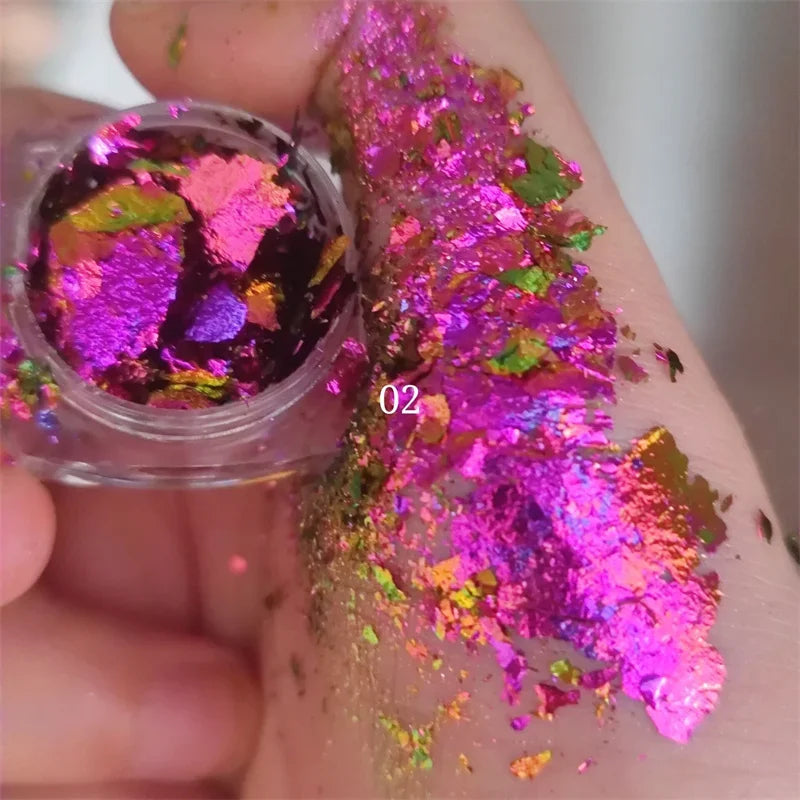 Ultra-Thin Waterproof Color Shift Holographic Eyeshadow Highlighter MultiChrome Shifting Pigments Duochrome Chameleon Eyeshadow Qme 02