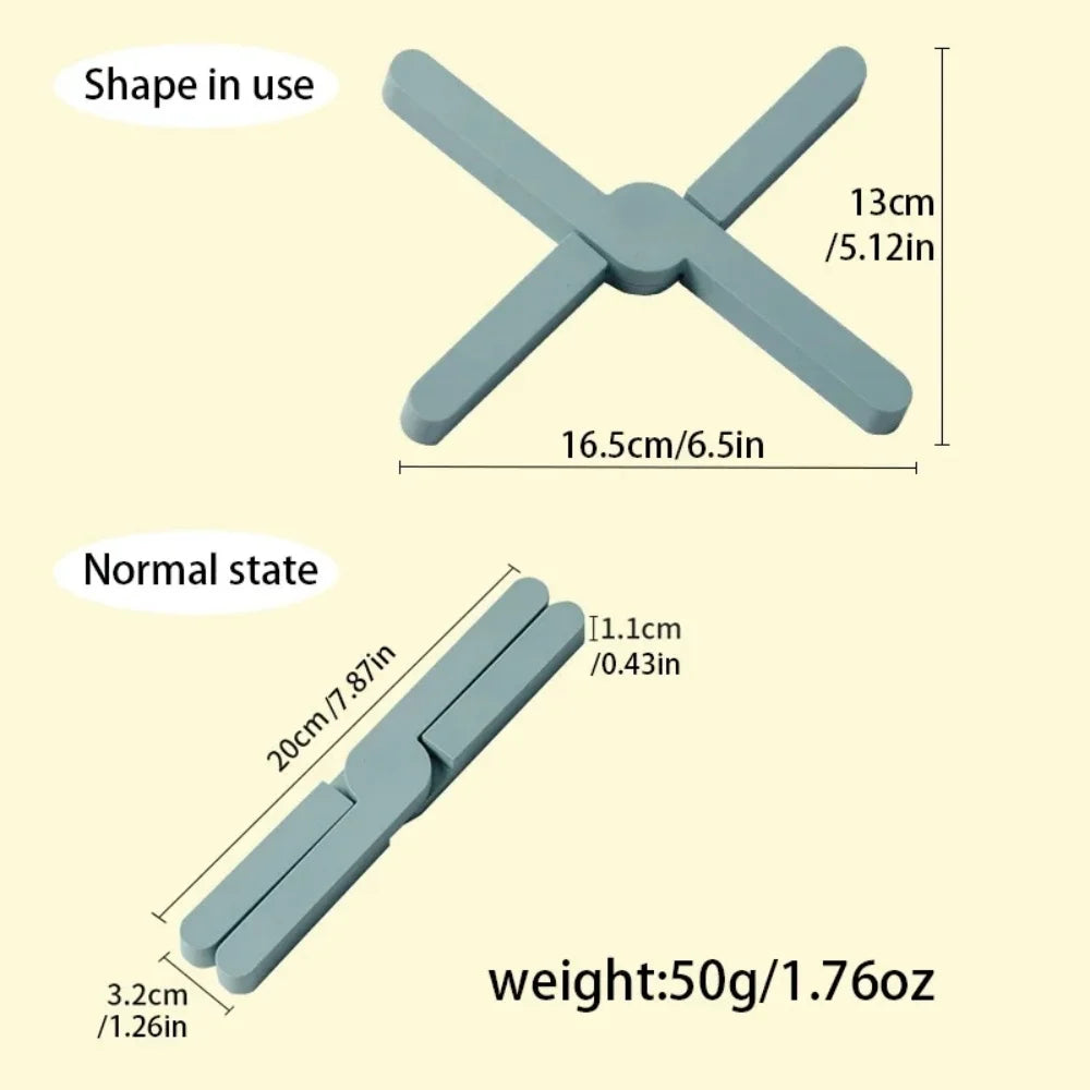 1pc X-Shaped Heat-Resistant Foldable Silicone Trivets Folding Trivet for Hot Pots and Pans Non-Slip Space-Saving Easy to Clean Qme