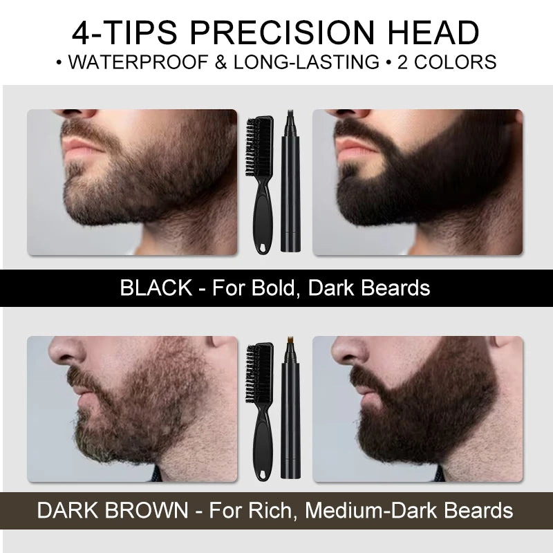 Instant Beard Filler Pen Brush Comb Disposable Waterproof Moustache Qme