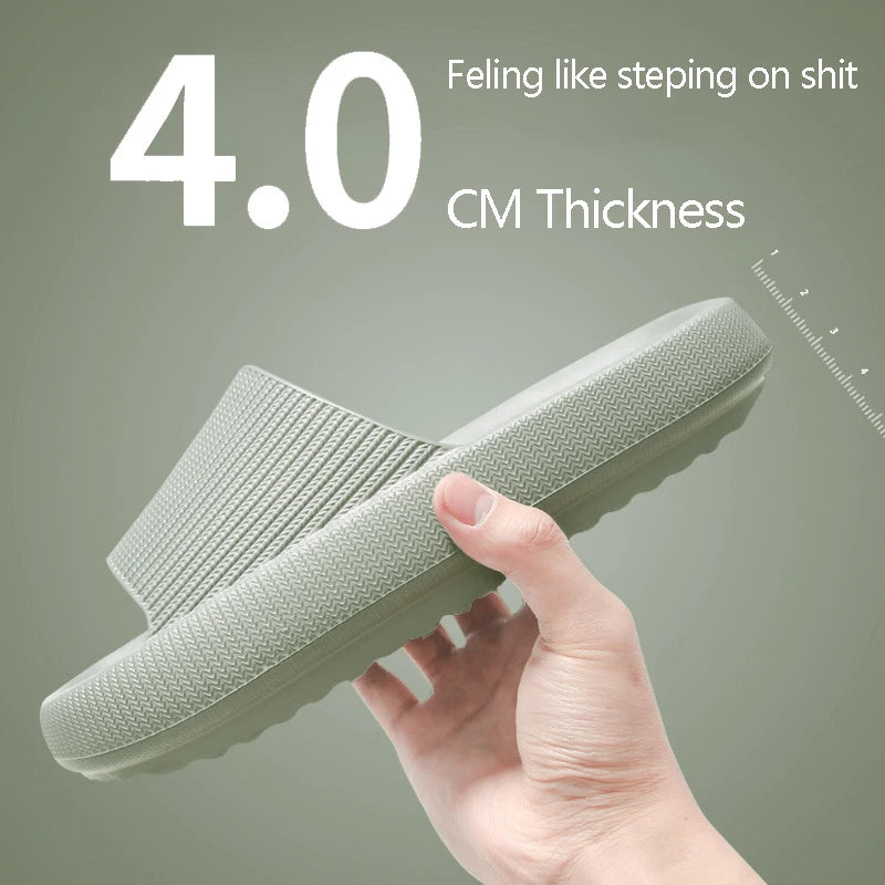 Cloud Sliders Women Men Non-Slip Bathroom Slippers Summer Soft Flip Flop Pillow Sliders Platform Pool Sliders Shower Shoes for I Qme A-Green 4.0cm 36-37