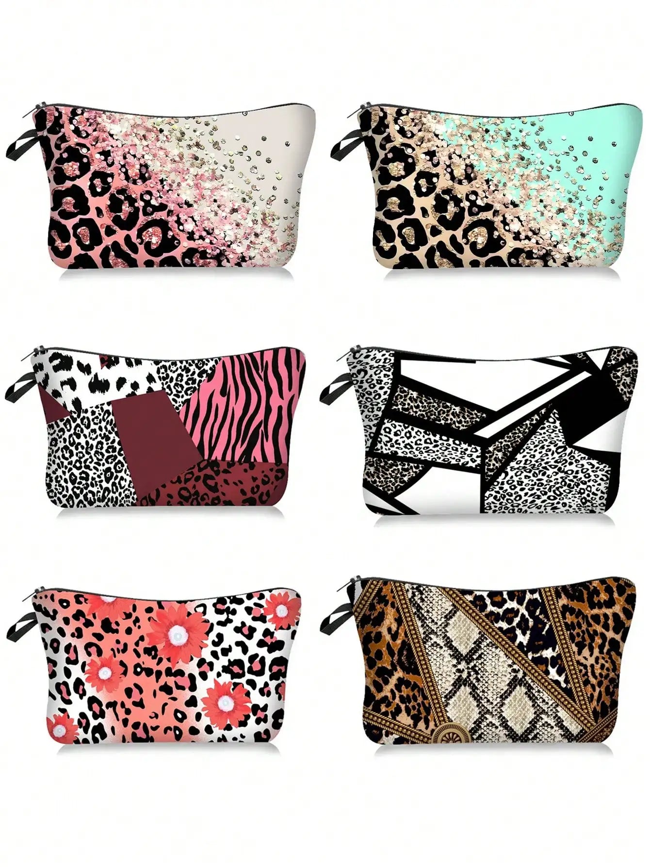 Leopard Print Animal Makeup Bag Women's Multifunctional Hand-held Qme