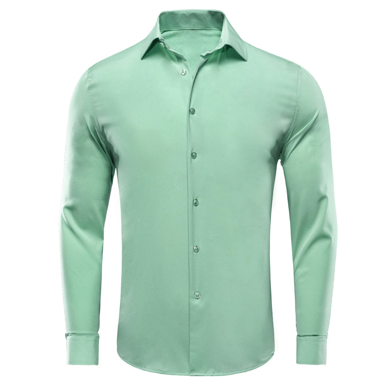 Hi-tie Plain Solid Silk Men's Shirts Long Sleeve Lapel Dress Suit Qme