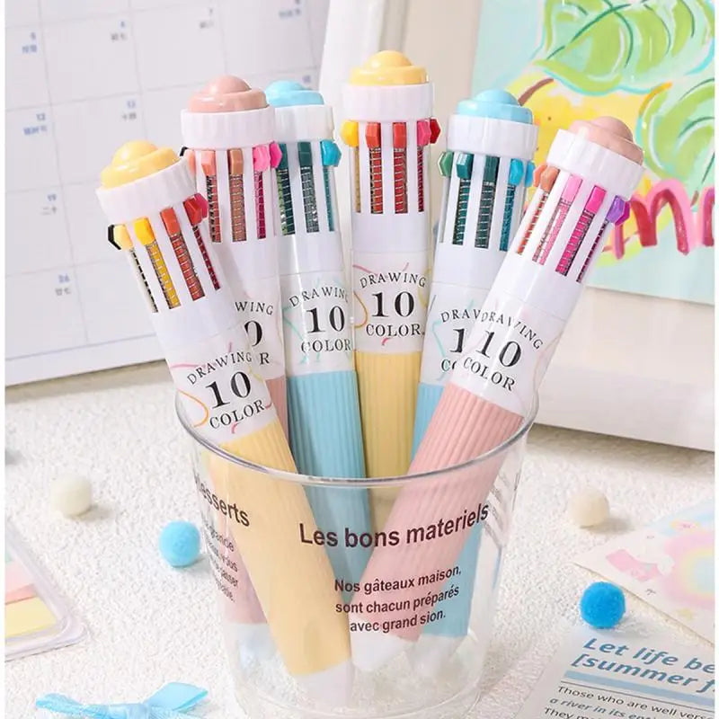 Soft Grip Press Ballpoint Pen Multicolor Writing Drawing School Qme