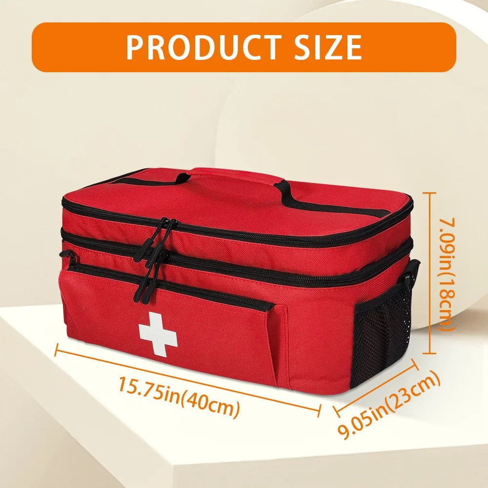 Medical Emergency Kit Outdoor Portable Rescue Storage Organizers Large Capacity Storage Bag Household Oxford Cloth First Aid Kit Qme