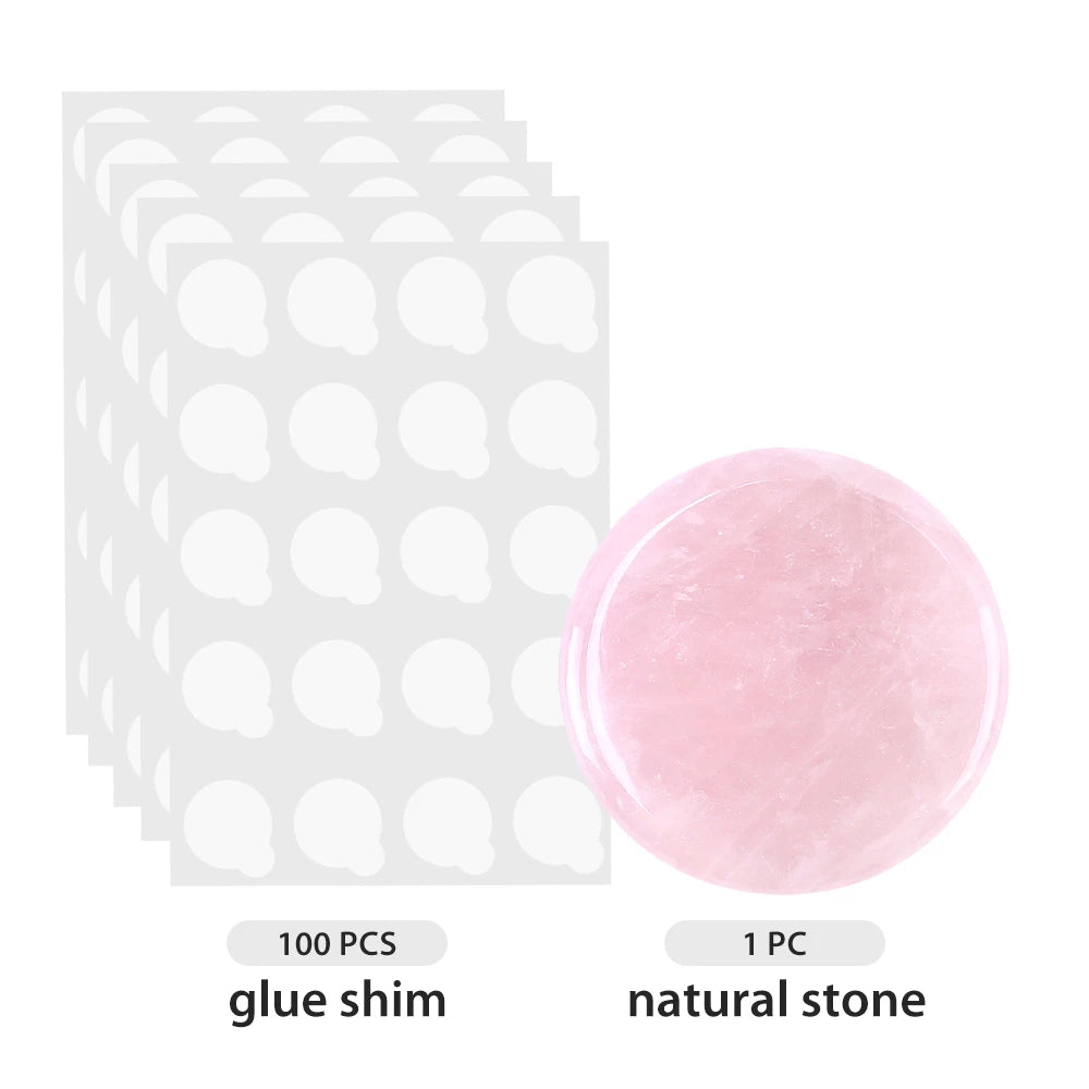 NATUHANA Round Jade Stone False Lash Glue Adhesive Pallet Pad Holder Qme black
