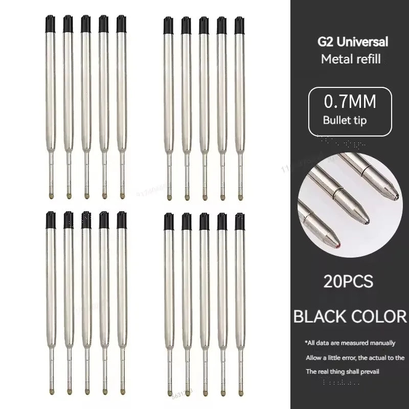 5-30pcs L:3.9 In Ballpoint Pen G2 Metal Refills Blue/Black/Red Ink for Pens Medium Point Rods for Writing Office Stationery Qme 20 black