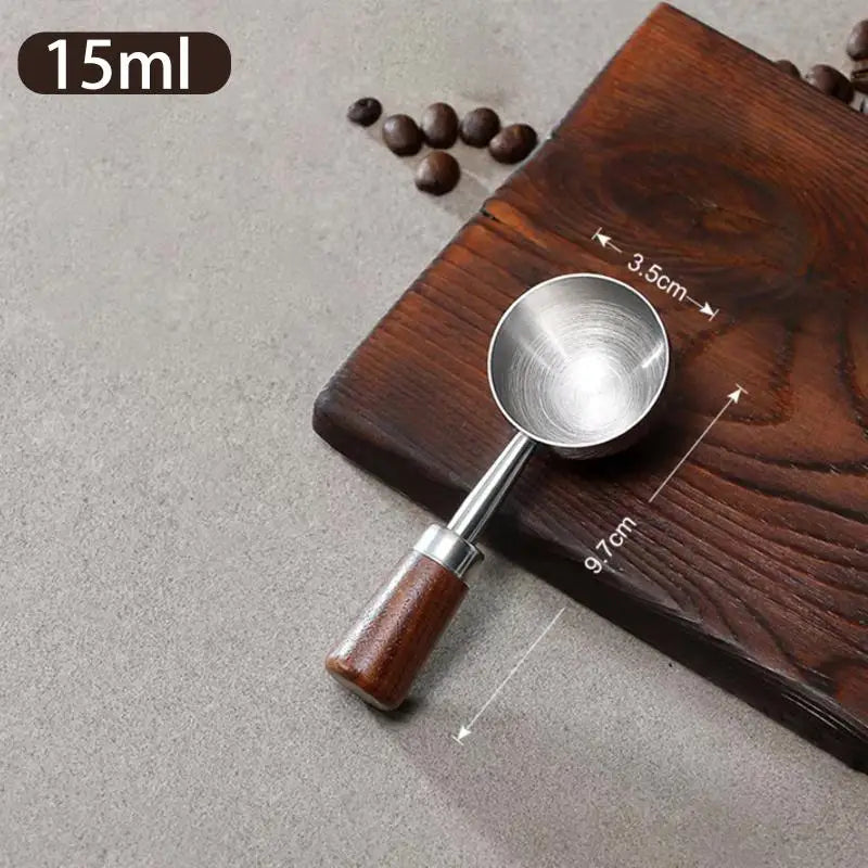Coffee Tablespoon - Walnut Wood & Stainless Steel Scoop for Home Baristas & Cafe Decor - Perfect Kitchen Accessory Qme A1